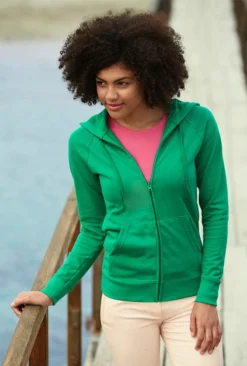 FRUIT OF THE LOOM Damen Kapuzen Sweatjacke -Modebe Kleidung Geschäft Fruit of the Loom Lightweight Hooded Sweat Jacket Lady Fit others 1